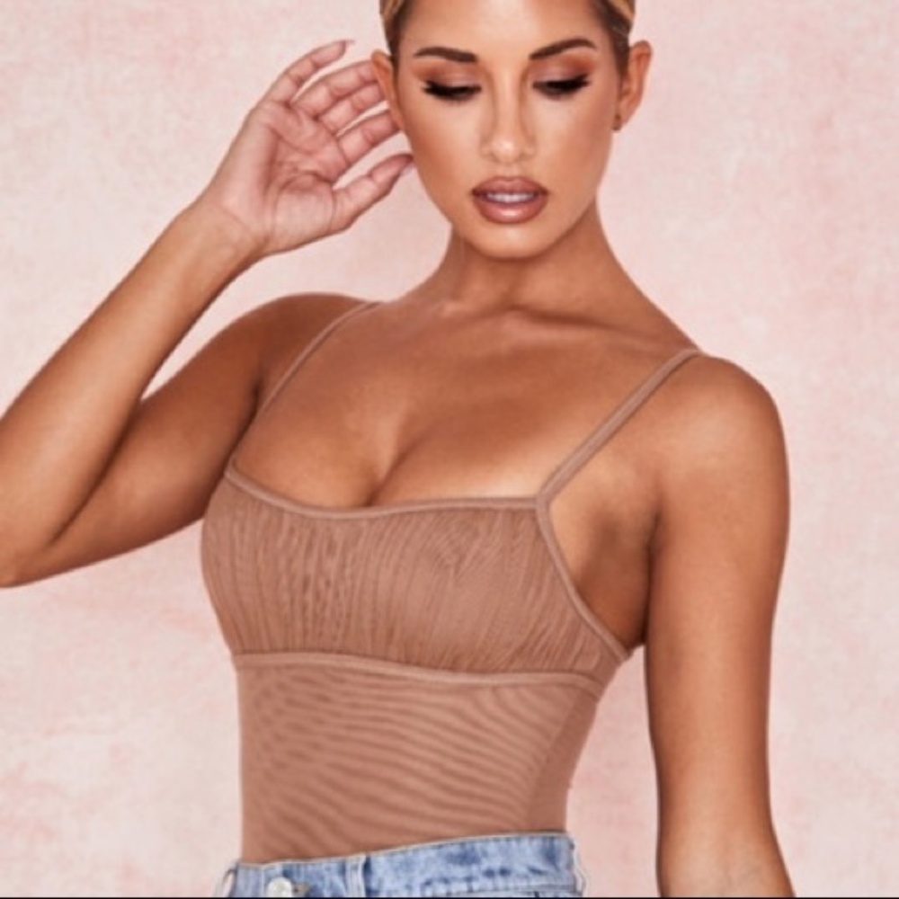 House of CB Posy Taupe Bodysuit Size M